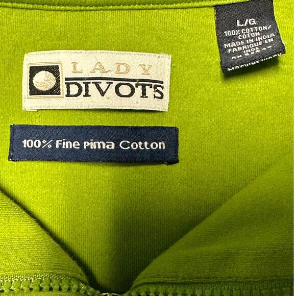 Lady Divots Green Full Zip Front Golf Jacket Size L Pima Cotton Lightweight - Picture 5 of 11